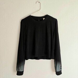 adidas womens black cropped long sleeve tee